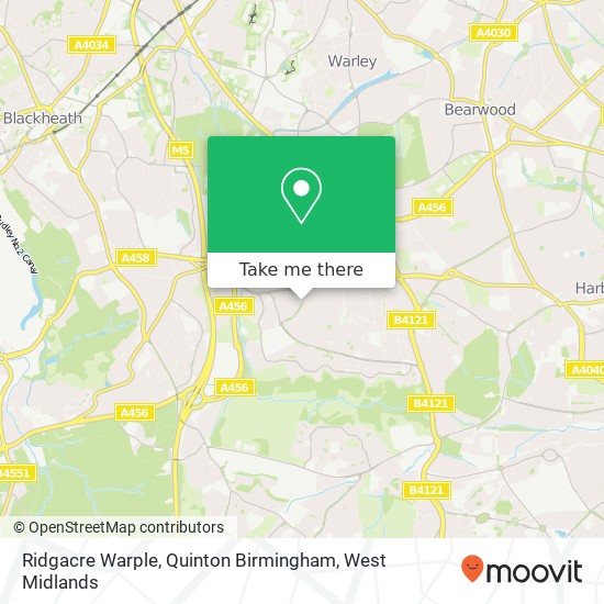 Ridgacre Warple, Quinton Birmingham map