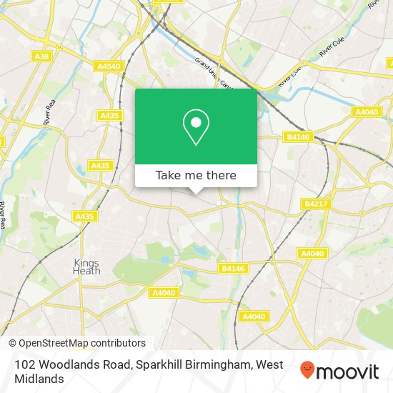 102 Woodlands Road, Sparkhill Birmingham map
