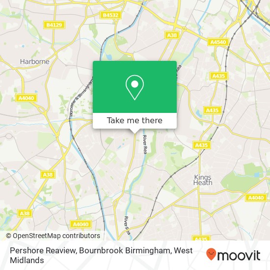 Pershore Reaview, Bournbrook Birmingham map