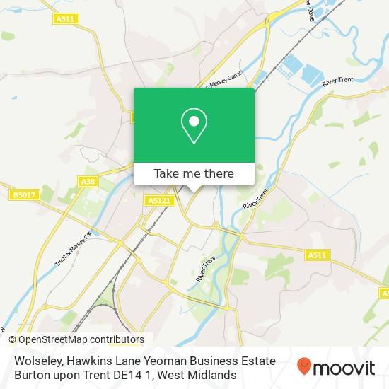 Wolseley, Hawkins Lane Yeoman Business Estate Burton upon Trent DE14 1 map