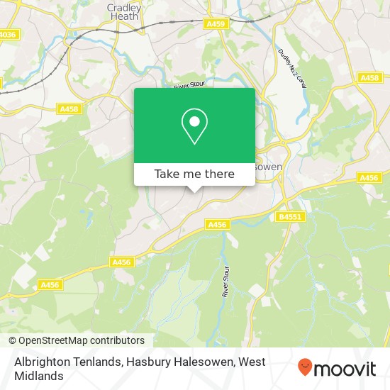 Albrighton Tenlands, Hasbury Halesowen map