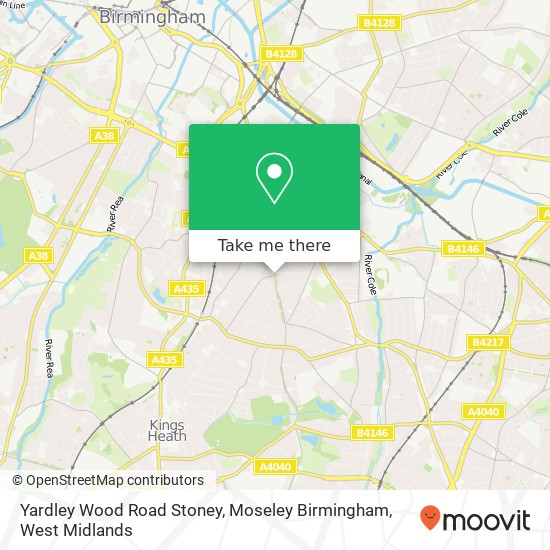 Yardley Wood Road Stoney, Moseley Birmingham map