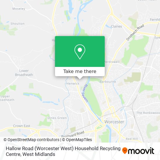 Hallow Road (Worcester West) Household Recycling Centre map