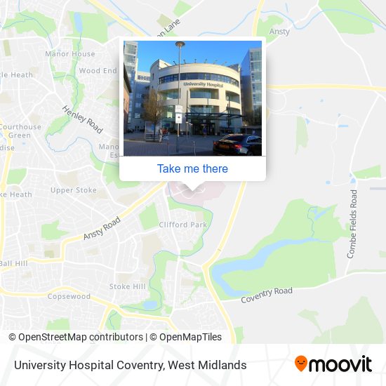 University Hospital Coventry map