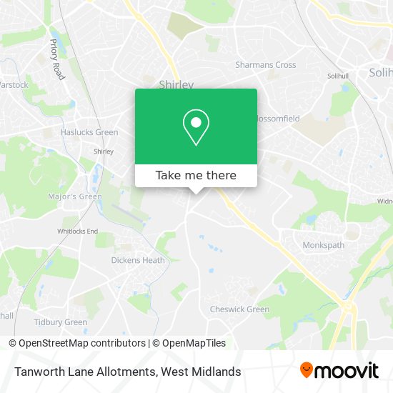 Tanworth Lane Allotments map
