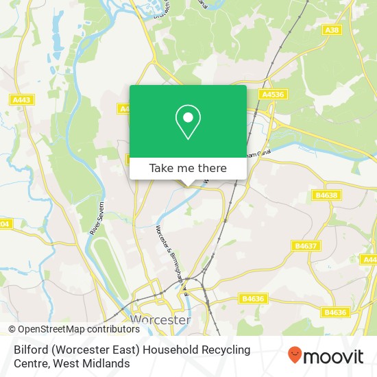 Bilford (Worcester East) Household Recycling Centre map