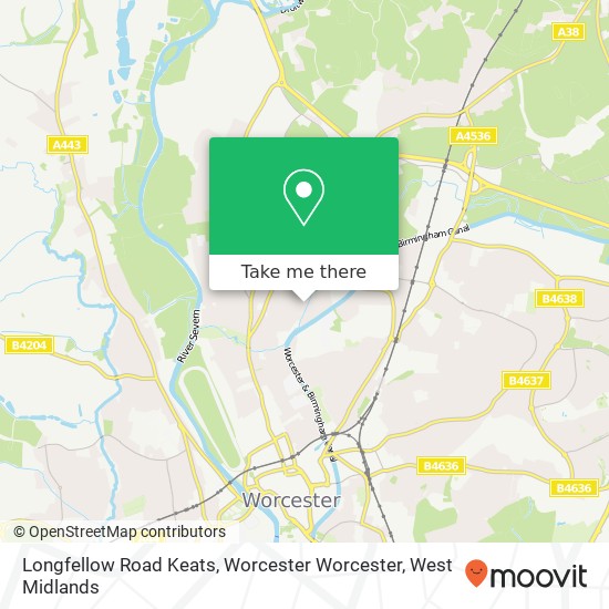 Longfellow Road Keats, Worcester Worcester map