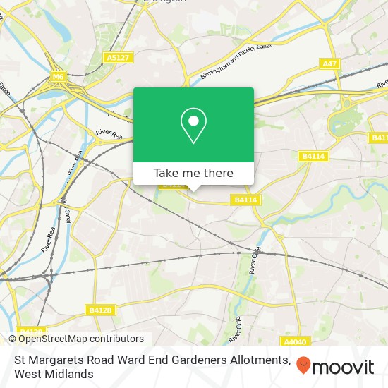 St Margarets Road Ward End Gardeners Allotments map