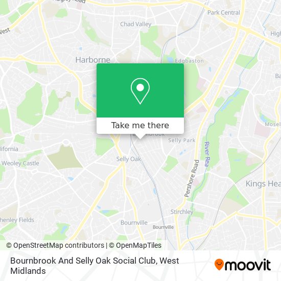 Bournbrook And Selly Oak Social Club map