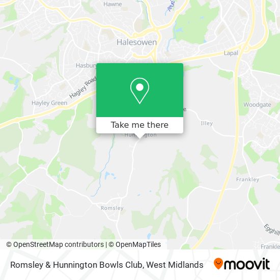 Romsley & Hunnington Bowls Club map