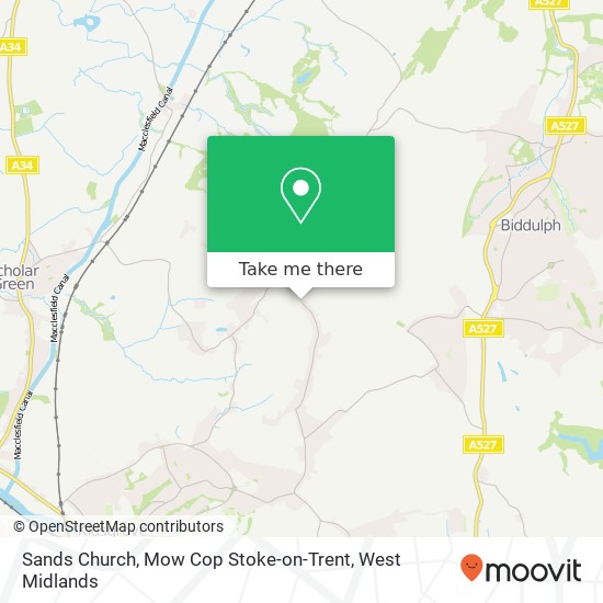 Sands Church, Mow Cop Stoke-on-Trent map