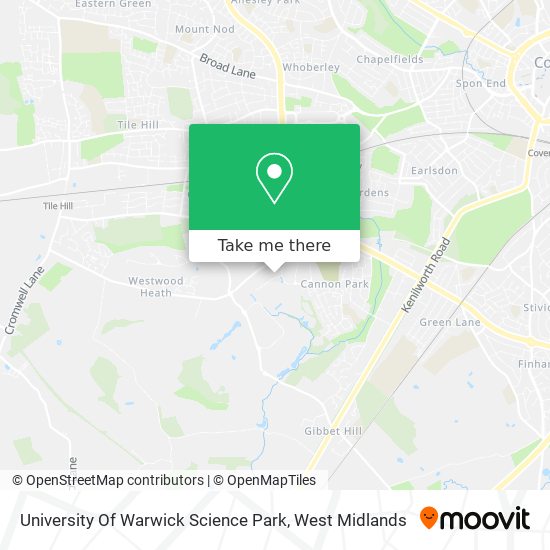 University Of Warwick Science Park map