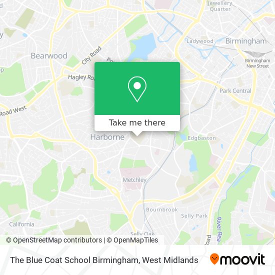 The Blue Coat School Birmingham map