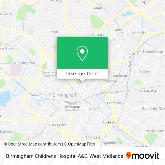 Birmingham Childrens Hospital A&E map
