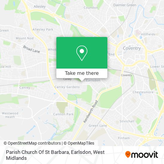 Parish Church Of St Barbara, Earlsdon map