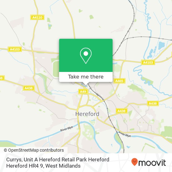 Currys, Unit A Hereford Retail Park Hereford Hereford HR4 9 map