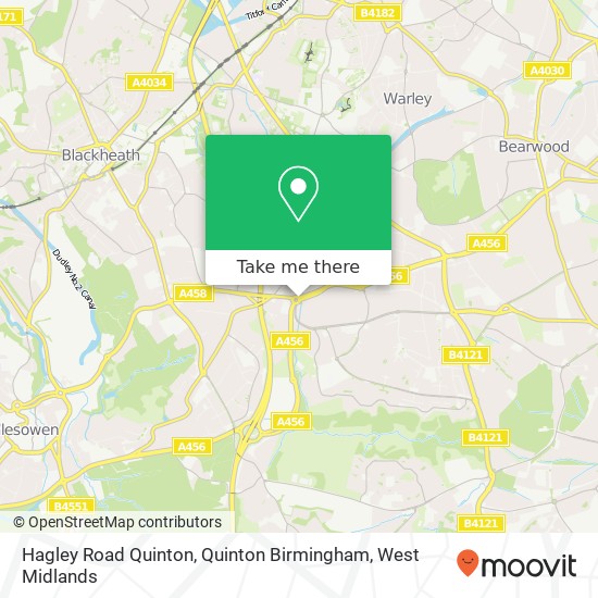 Hagley Road Quinton, Quinton Birmingham map