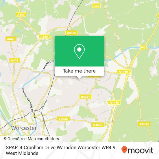 SPAR, 4 Cranham Drive Warndon Worcester WR4 9 map