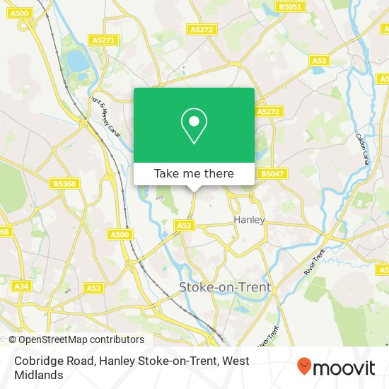 Cobridge Road, Hanley Stoke-on-Trent map