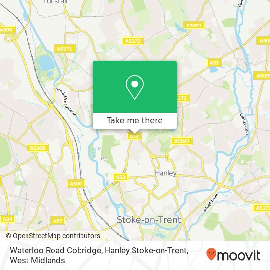Waterloo Road Cobridge, Hanley Stoke-on-Trent map
