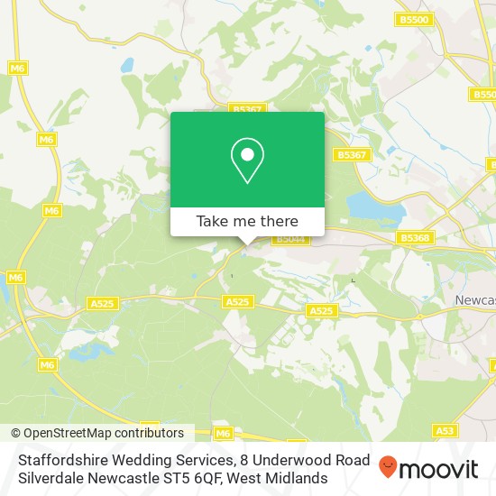 Staffordshire Wedding Services, 8 Underwood Road Silverdale Newcastle ST5 6QF map