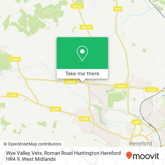 Wye Valley Vets, Roman Road Huntington Hereford HR4 9 map