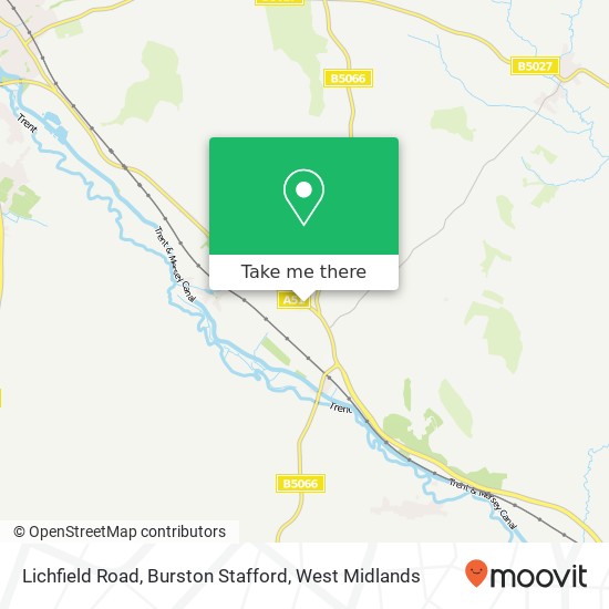 Lichfield Road, Burston Stafford map