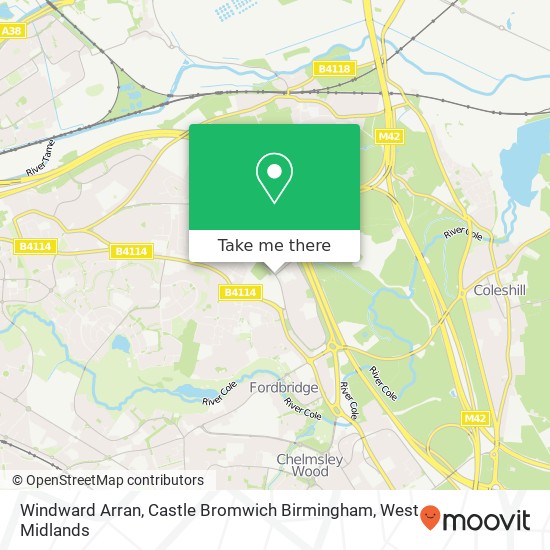 Windward Arran, Castle Bromwich Birmingham map