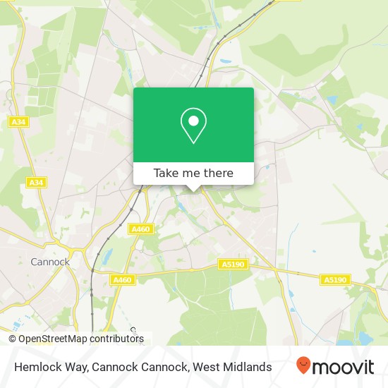 Hemlock Way, Cannock Cannock map