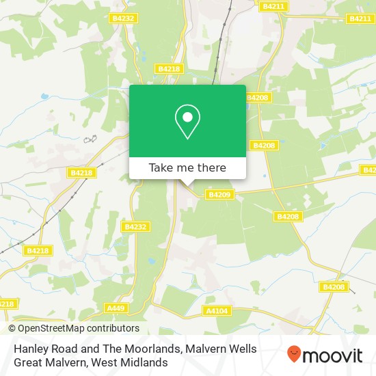 Hanley Road and The Moorlands, Malvern Wells Great Malvern map