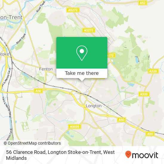 56 Clarence Road, Longton Stoke-on-Trent map