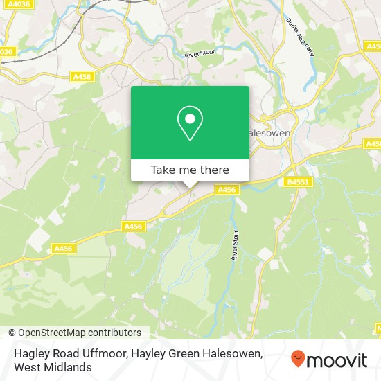 Hagley Road Uffmoor, Hayley Green Halesowen map
