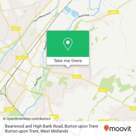 Bearwood and High Bank Road, Burton upon Trent Burton upon Trent map