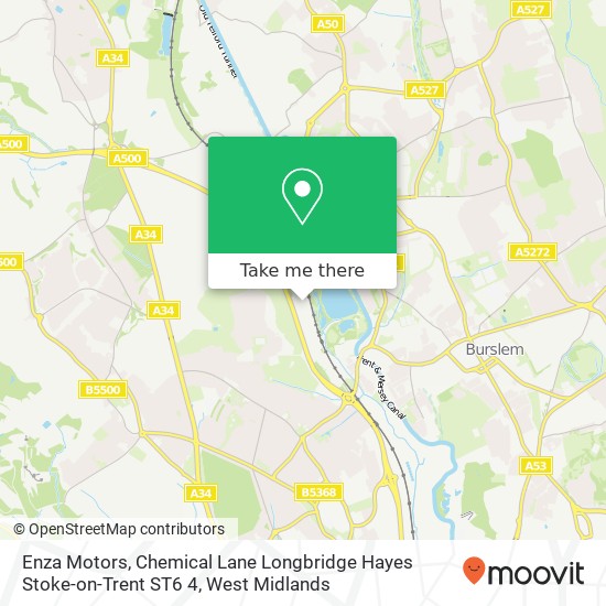 Enza Motors, Chemical Lane Longbridge Hayes Stoke-on-Trent ST6 4 map