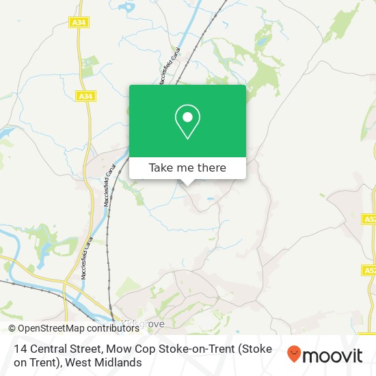 14 Central Street, Mow Cop Stoke-on-Trent (Stoke on Trent) map
