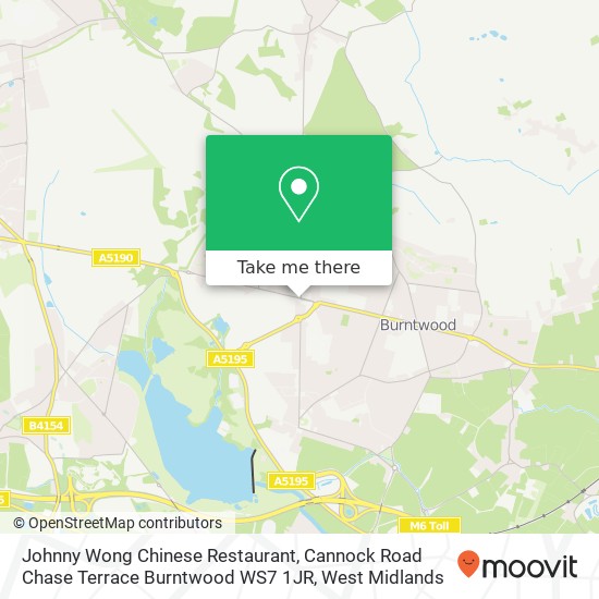 Johnny Wong Chinese Restaurant, Cannock Road Chase Terrace Burntwood WS7 1JR map