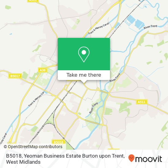B5018, Yeoman Business Estate Burton upon Trent map