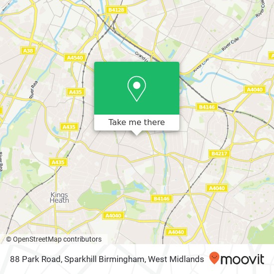 88 Park Road, Sparkhill Birmingham map