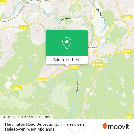 Harvington Road Belbroughton, Halesowen Halesowen map