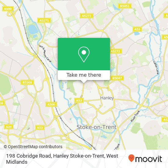 198 Cobridge Road, Hanley Stoke-on-Trent map