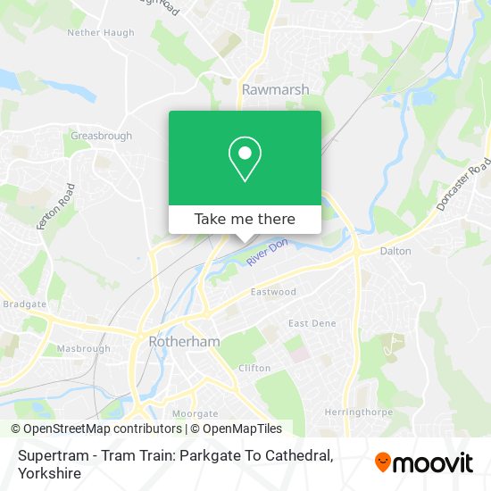 Supertram - Tram Train: Parkgate To Cathedral map