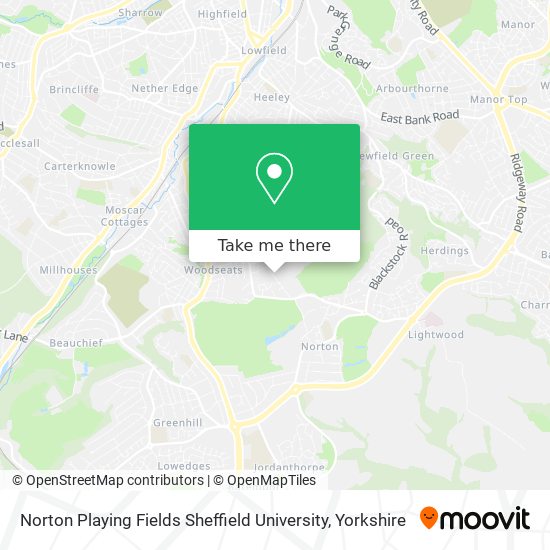 Norton Playing Fields Sheffield University map