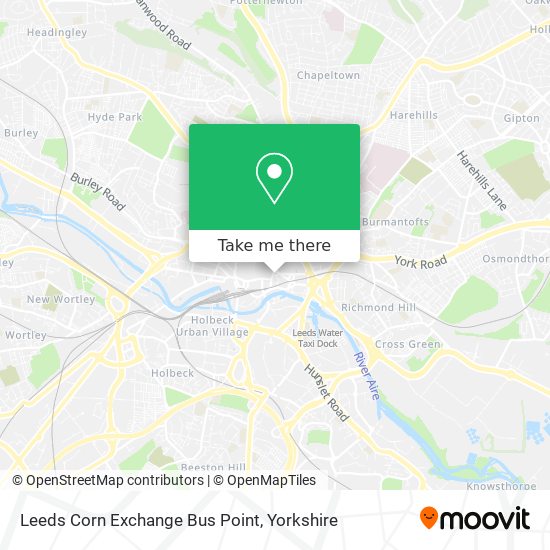 Leeds Corn Exchange Bus Point map