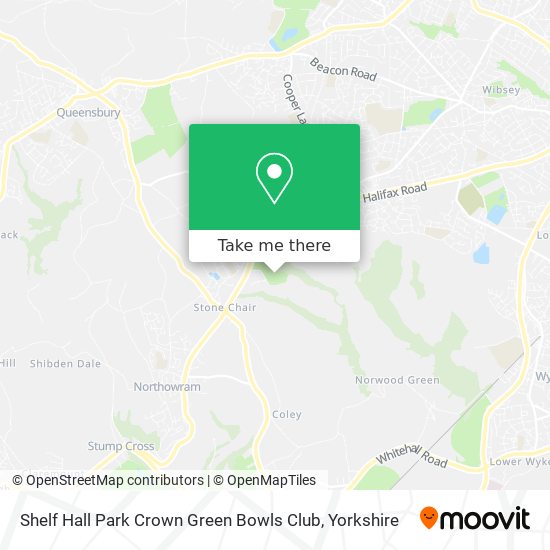 Shelf Hall Park Crown Green Bowls Club map