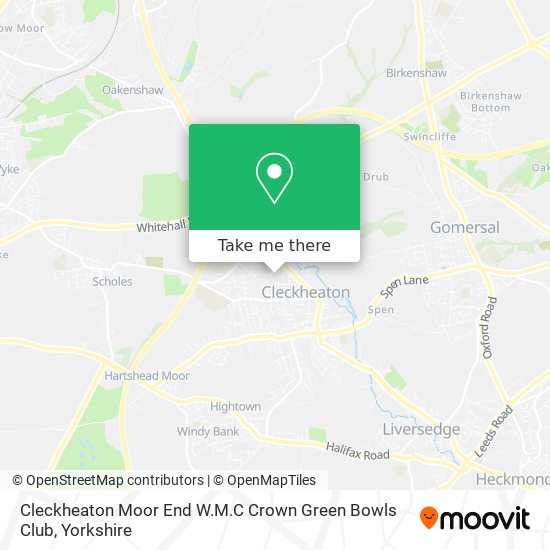 Cleckheaton Moor End W.M.C Crown Green Bowls Club map