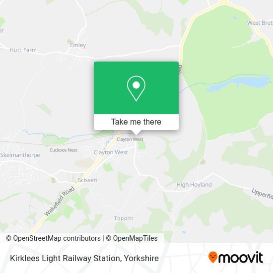 How to get to Kirklees Light Railway Station in Denby Dale by bus or train?