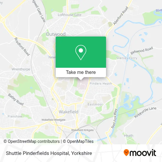 Shuttle Pinderfields Hospital map
