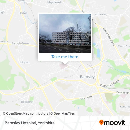 How to get to Barnsley Hospital by bus, train or light rail?