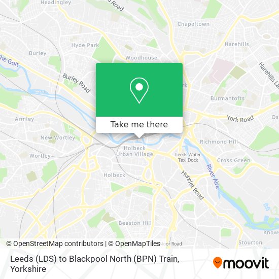 Leeds (LDS) to Blackpool North (BPN) Train map