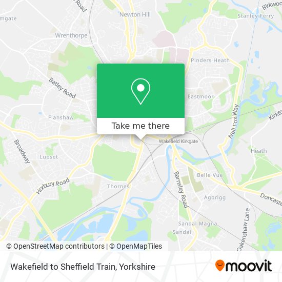 Wakefield to Sheffield Train map
